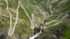 This picture taken on June 27, 2024 shows the touristic mountain road of Trollstigen in Norway.