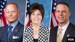 از راست: اسکات پرى، ایوت هرل و جف ون درو سه عضو جمهوری‌خواه مجلس نمایندگان آمریکا