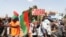 Supporters of Burkina Faso's new junta protest against the arrival of ECOWAS delegation in Ouagadougou