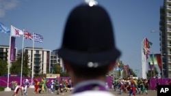 22일 올림픽 선수촌에서 열린 올림픽팀 환영식에 배치된 경찰 병력.