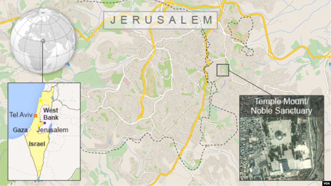 Bản đồ Đền Mount / Đền Noble tại Thành phố cổ Jerusalem.
