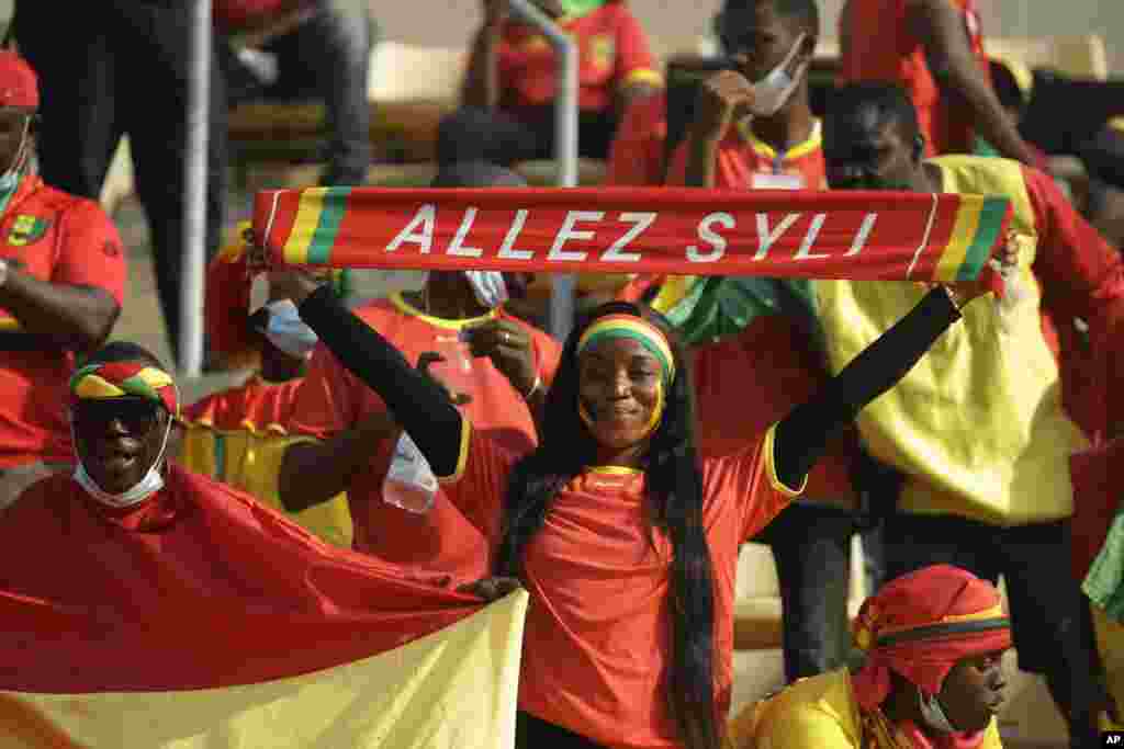 Guinea supporters before the round of 16 match against Gambia in Cameroon, Jan. 24, 2022.