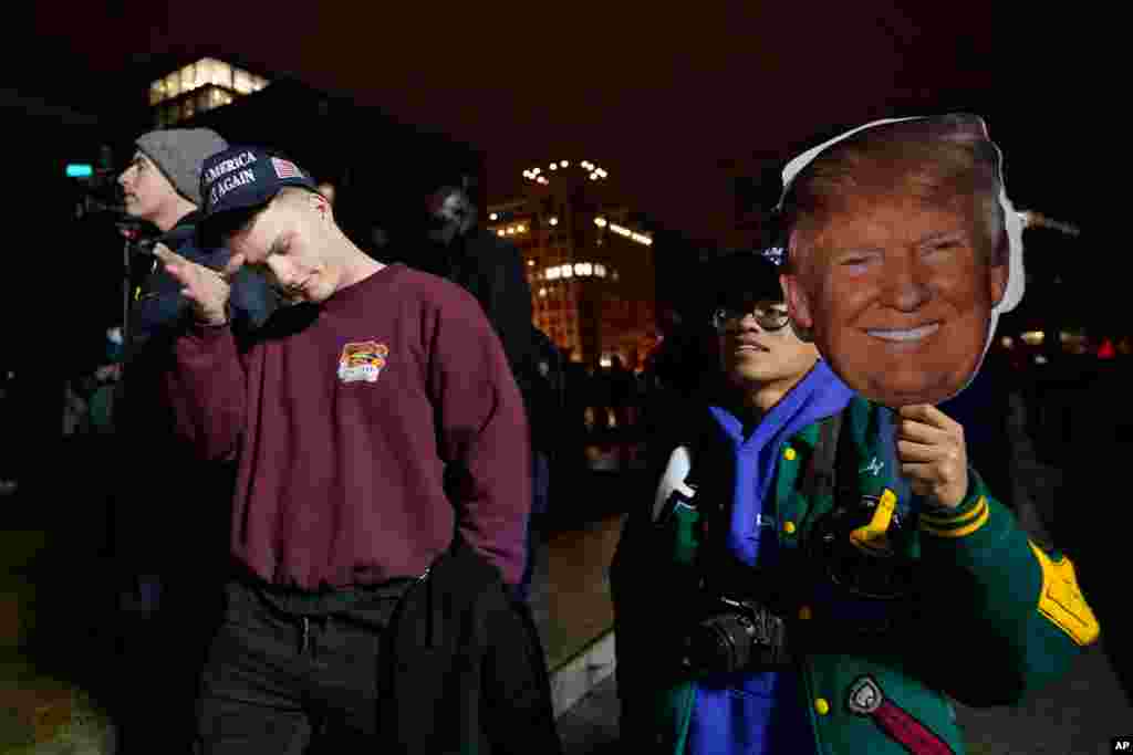 People attend a rally at Freedom Plaza Jan. 5, 2021, in Washington, in support of President Donald Trump. 