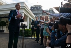 Sekretaris Jenderal NATO Jens Stoltenberg memberikan keterang pers usai pertemuan dengan Presiden AS Joe Biden di Gedung Putih, Washington DC, Senin, 7 Juni 2021. (Foto: AP)