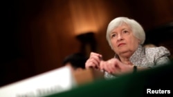 FILE - Federal Reserve Chair Janet Yellen testifies on Capitol Hill in Washington, July 13, 2017.
