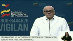 Ministro venezolano Jorge Rodríguez en rueda de prensa. Foto: Captura de video.