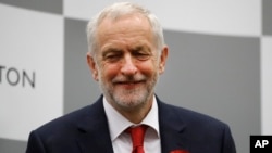 Britain's Labour Party leader Jeremy Corbyn waits to make an address after he retained his seat in Islington, London, June 9, 2017. 