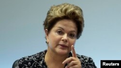 Presiden Brazil Dilma Rousseff di istana Kepresidenan Planalto (28/6). 