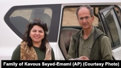 Maryam Mombeini appears in this undated photo with her late husband, Iranian-Canadian environmentalist Kavous Seyed-Emami, who died in Feb. 2018 in an Iranian prison after being arrested the previous month on suspicion of spying.