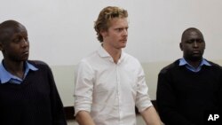 A British national Jack Alexander Wolf Marrian appears at Kibera Law Court in Nairobi, Kenya on August 4, 2016. 