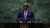 Transitional President General Brice Clotaire Oligui Nguema of Gabon addresses the United Nations General Assembly at U.N. headquarters in New York on Sept. 26, 2024. To the dismay of Gabon's opposition, a proposed new constitution would allow Nguema to run for president.