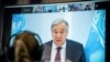 El secretario general de Naciones Unidas, Antonio Guterres, participa en una videoconferencia en Berlín.