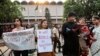 FILE - Bangladeshis protest the killing of a professor, A.F.M. Rezaul Karim Siddique, in Dhaka, April 29, 2016. Siddique was hacked to death in Rajshahi on April 23. The Islamic State claimed responsibility; the government instead blamed local religious radicals. 