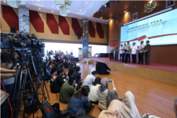 Konferensi pers soal Covid-19 di Gedung BNPB, Jakarta, Sabtu, 14 Maret 2020. (Foto: BNPB)