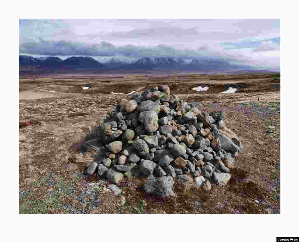 On the edge of a road in Central Northern Iceland this stone pile was built by travelers, who placed rocks for good luck. (Feo Pitcairn Fine Art)