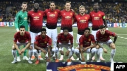 Les joueurs de Manchester United avant le match contre Young Boys, Suisse, le 19 septembre 2018.