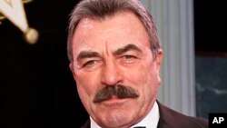 FILE - Tom Selleck is shown during Oklahoma Hall of Fame induction ceremonies in Oklahoma City, Nov. 16, 2017. 