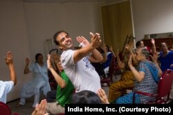India Home seniors participate in an exercise class.