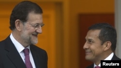 Ollanta Humala recibe al primer ministro español Mariano Rajoy en Palacio de Gobierno.