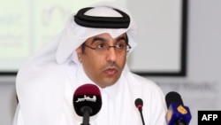 Ali bin Smaikh al-Marri, Chairman of Qatar's National Human Rights Committee gives a press conference in Doha, on June 8, 2017.