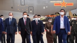 Cambodian Prime Minister Hun Sen arrives to receive a shipment of 600,000 doses of the coronavirus disease (COVID-19) vaccines donated by China from ambassador Wang Wentian, at the Phnom Penh International Airport, in Phnom Penh, Cambodia February 7, 2021. (Reuters)
