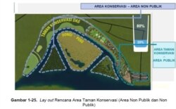 Lay Out rencana area taman konservasi berdasarkan dokumen analisis dampak lingkungan hidup (Andal) Rencana kegiatan Penataan Sungai Poso. Foto : Screen shot dokumen andal