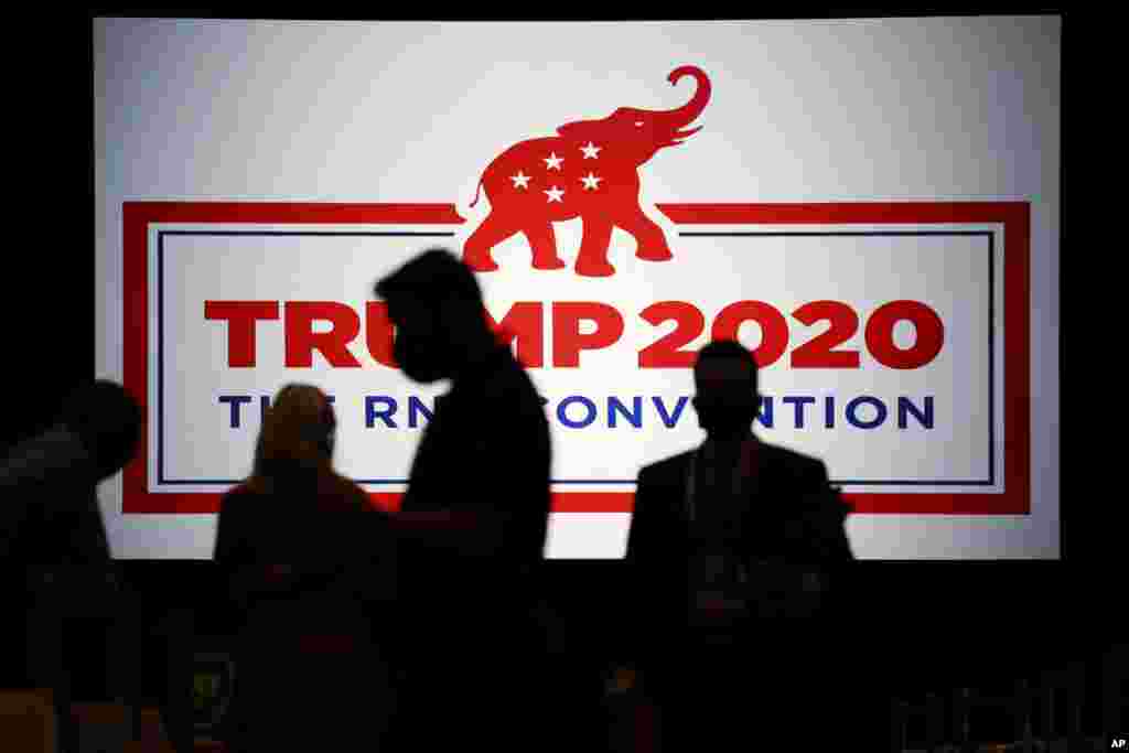The room is set and delegates begin to arrive for the first day of the Republican National Convention, in Charlotte, N.C. 