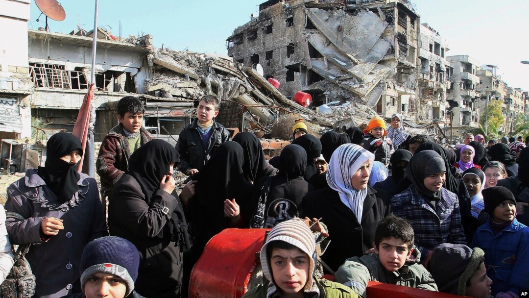 Foto de archivo de 2015 en el pueblo de Beit Sahm, al sur de Damasco, la capital siria, que se vio sacudida por un nuevo atentado terrorista.