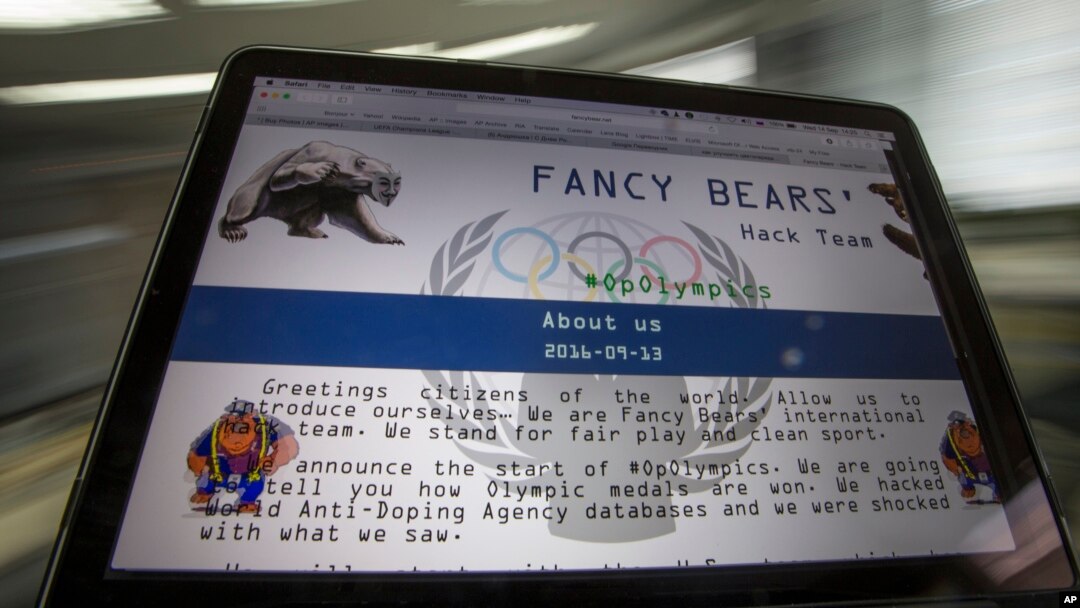 Ảnh chụp trang web fancybear.net trên một màn hình máy tính ở Moscow, Nga, ngày 14 tháng 9 năm 2016. 