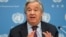 El secretario general de la ONU, Antonio Guterres, en una rueda de prensa en la sede de las Naciones Unidas en Nueva York.