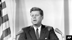 President John F. Kennedy reports to nation on Cuban missile crisis Nov. 2, 1962