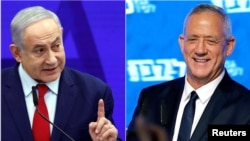 Foto kombinasi Perdana Menteri Israel Benjamin Netanyahu dan pesaingnya, Benny Gantz. (Foto: Reuters)