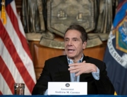 FILE - New York Gov. Andrew Cuomo provides a coronavirus update during a news conference at the State Capitol in Albany, April 18, 2020.