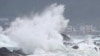 High waves batter the coastline in Seogwipo on the southern island of Jeju on August 25, 2020, as Typhoon Bavi approaches South Korea. 