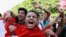 Protesters shout slogans during a demonstration to call for the departure of the Islamist-led ruling coalition in Avenue Habib-Bourguiba in central Tunis, Oct. 23, 2013.