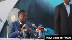 Le président Faure Gnassingbé, au congrès de son parti à Tsévié, Togo, le 28 octobre 2017. (VOA/Kayi Lawson)