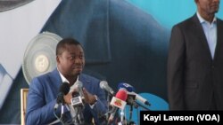 Le président Faure Gnassingbé, au congrès de son parti à Tsévié, Togo, le 28 octobre 2017. (VOA/Kayi Lawson)