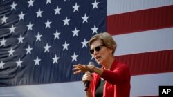 FILE - Democratic presidential hopeful Sen. Elizabeth Warren speaks at a campaign event, in Hanover, New Hampshire, Oct. 24, 2019.