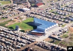 An aerial view of the Red Location Museum, situated in Port Elizabeth's sprawling New Brighton township ... It's the first such memorial in the world to be built in the middle of an impoverished shantytown ...