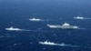 中国的辽宁号航母及其舰队在南中国海海域进行演习(2016年12月)。