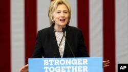 Democratic presidential candidate Hillary Clinton speaks about the economy at Fort Hayes Vocational School in Columbus, Ohio, June 21, 2016.
