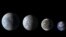 De izquierda a derecha: Kepler-69c, Kepler-62e, Kepler-62f, y La Tierra (todas ilustraciones excepto nuestro planeta).