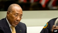 FILE - Former Liberian President Charles Taylor, during his appeal judgement at the Special Court for Sierra Leone (SCSL) in Leidschendam, near The Hague, Netherlands, Sept. 26, 2013.