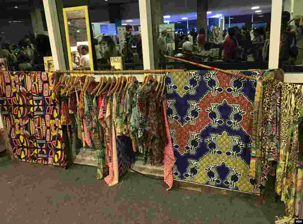 Booths in the Africa House or &quot;Casa de Africa&quot; display African clothing and textiles