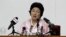 탈북해서 한국에 살다가 지난 5월 다시 입북해 기자회견을 한 박인숙 씨.