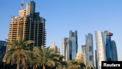 FILE - A general view of the Corniche Towers is seen in Doha, Qatar, Feb. 5, 2019. 