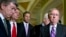 From left, Sen. Roy Blunt, R-Mo., Sen. John Barrasso, R-Wyo., Sen. John Thune, R-S.D., Senate Minority Whip John Cornyn of Texas, and Senate Minority Leader Mitch McConnell R-Ky., pause during a news conference on Capitol Hill in Washington, Nov. 18, 2014