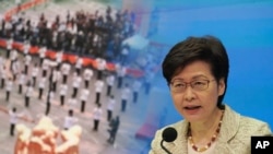 캐리 람 홍콩 행정장관이 30일 홍콩 선거제도 개정에 관한 기자회견을 했다.