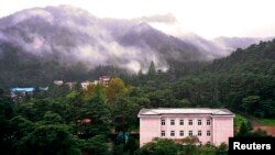 FILE - Part of Kumgang mountain is seen in this picture taken from Mount Kumgang hotel, Mt. Kumgang, North Korea.