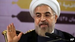 Tổng thống Iran Hassan Rouhani phát biểu trong cuộc họp báo ở Tehran, Iran, 14/6/2014.